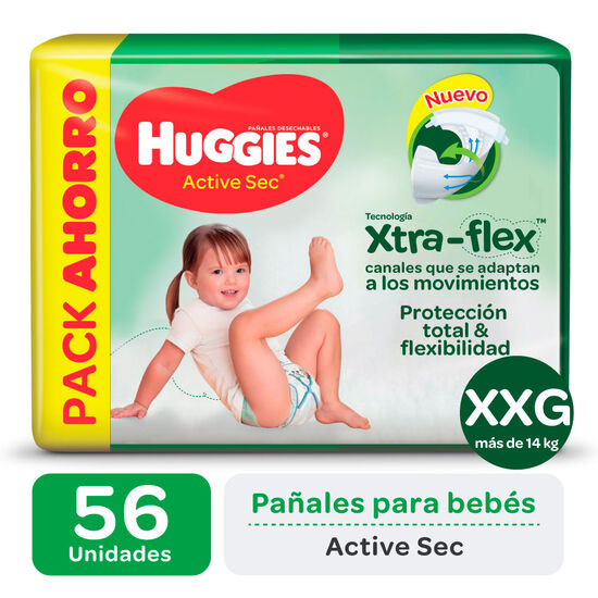 PAÑAL HUGGIES ACTIVE SEC Xtra Flex XXG x56